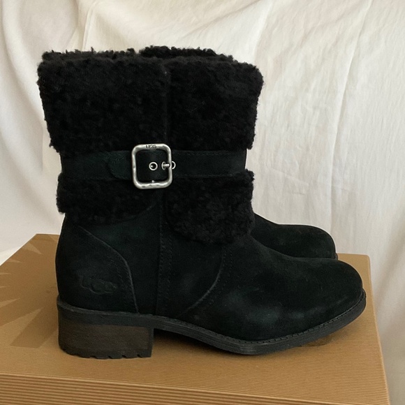 SALE 🎈UGG Blayre II Black Suede Buckle Boots NEW - Picture 2 of 14